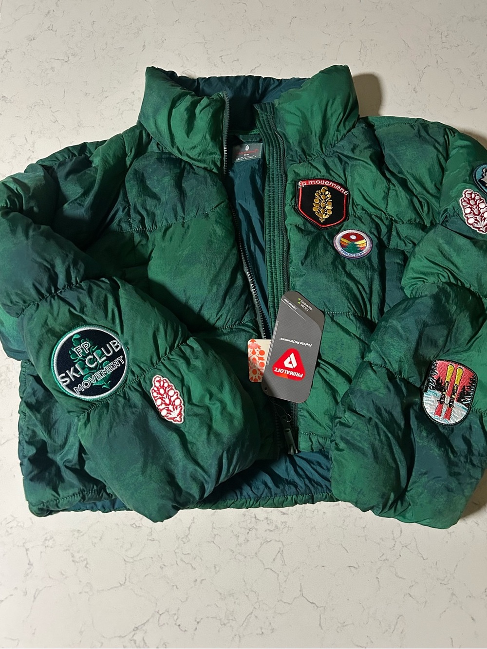 New RARE Free People Movement In A Bubble Patch Puffer Jacket in Evergreen - Picture 5 of 16